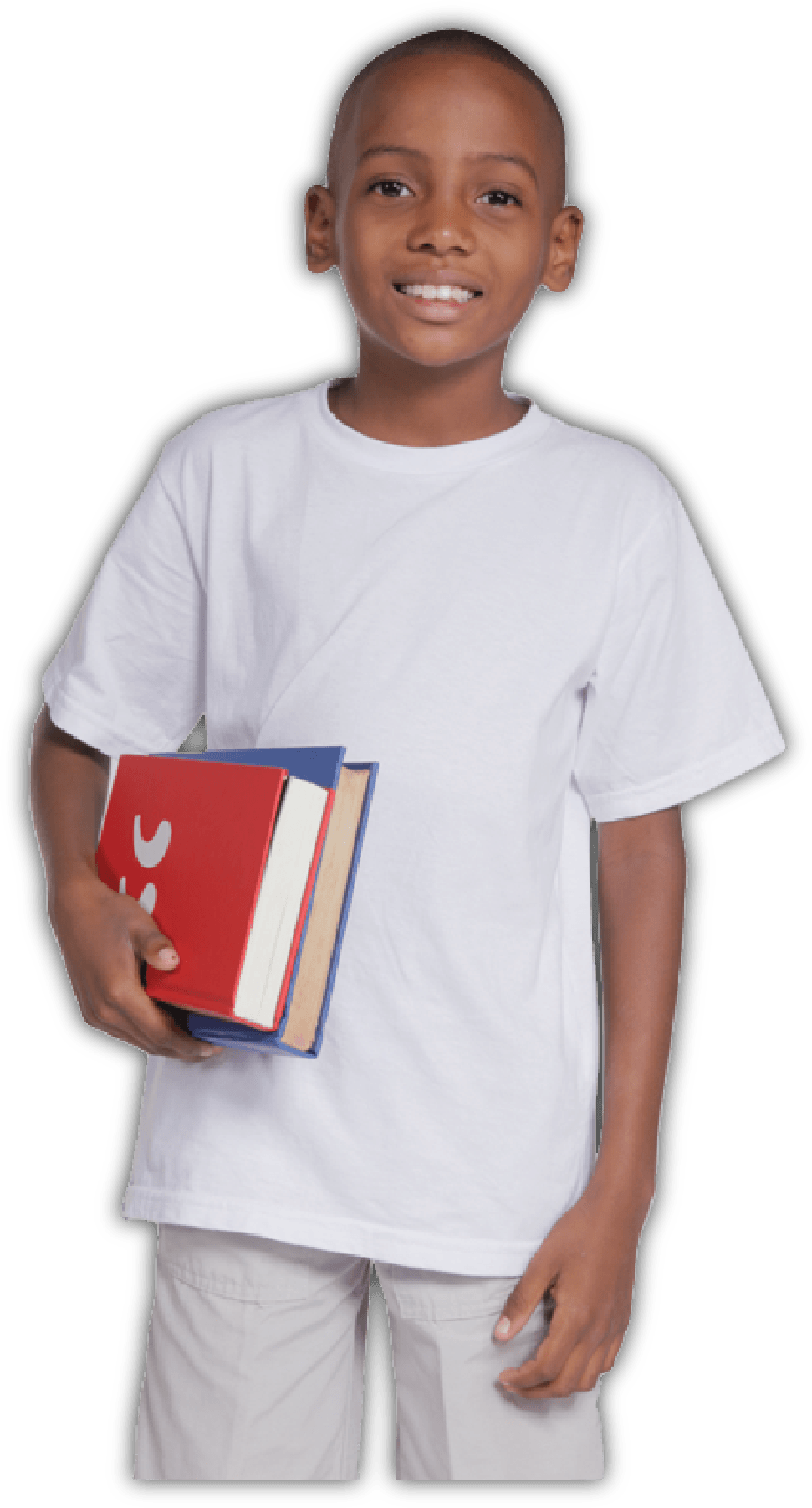 Menino de Pé com livros